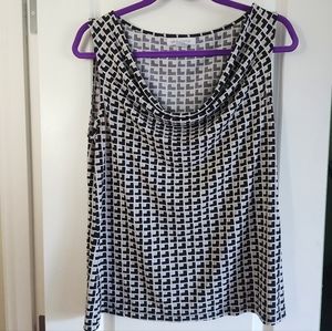 Liz Claiborne black/white/beige tank